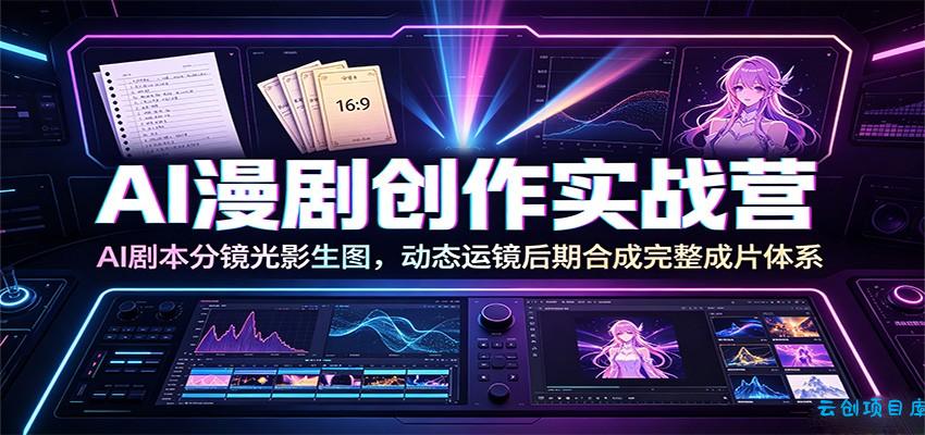 AI漫剧创作实战营：AI剧本分镜光影生图，动态运镜后期合成完整成片体系-云创项目库