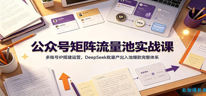 公众号矩阵流量池实战课：多账号IP搭建运营，DeepSeek批量产出入池爆款完整体系-云创项目库