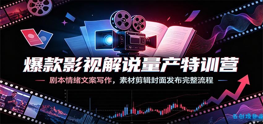 爆款影视解说量产特训营:剧本情绪文案写作,素材剪辑封面发布完整流程-云创项目库