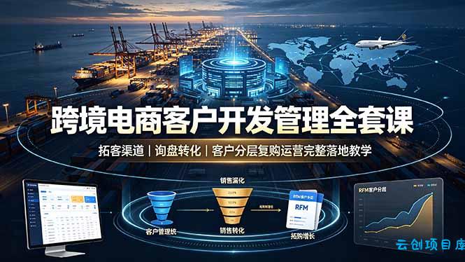 跨境电商客户开发管理全套课·拓客渠道｜询盘转化｜客户分层复购运营完整落地教学-云创项目库