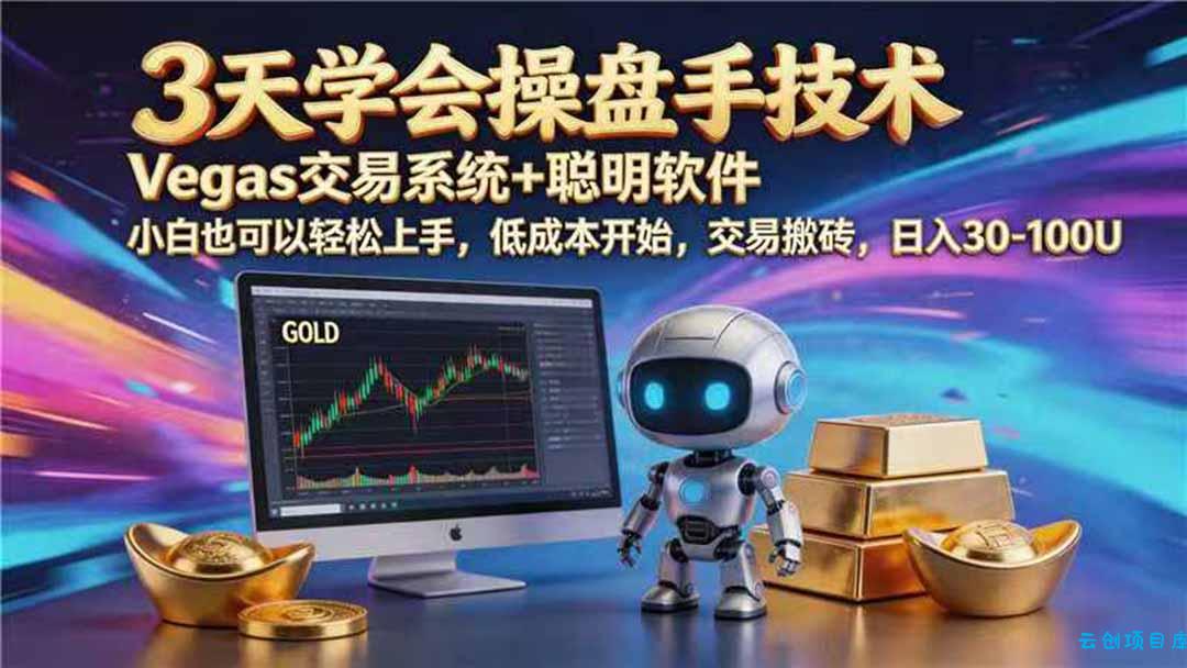 【3天学会手工单交易】Vegas交易技术+聪明软件，日赚50-1000U， 长期稳定，小白轻松上手-云创项目库