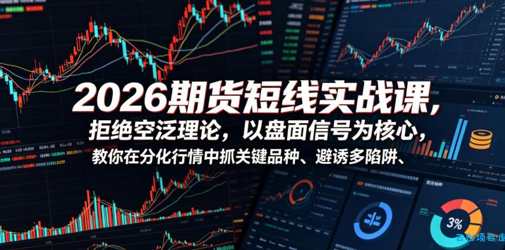 2026期货短线实战课，拒绝空泛理论，以盘面信号为核心，教你在分化行情中抓关键品种、避诱多陷阱(更新0711)-云创项目库