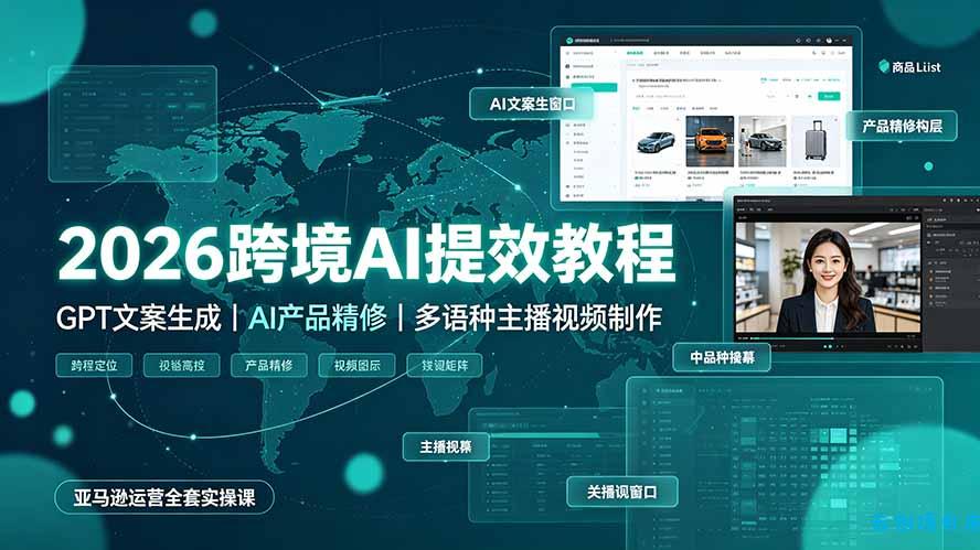 2026跨境AI提效教程·GPT文案生成｜AI产品精修｜多语种主播视频制作，亚马逊运营全套实操课-云创项目库