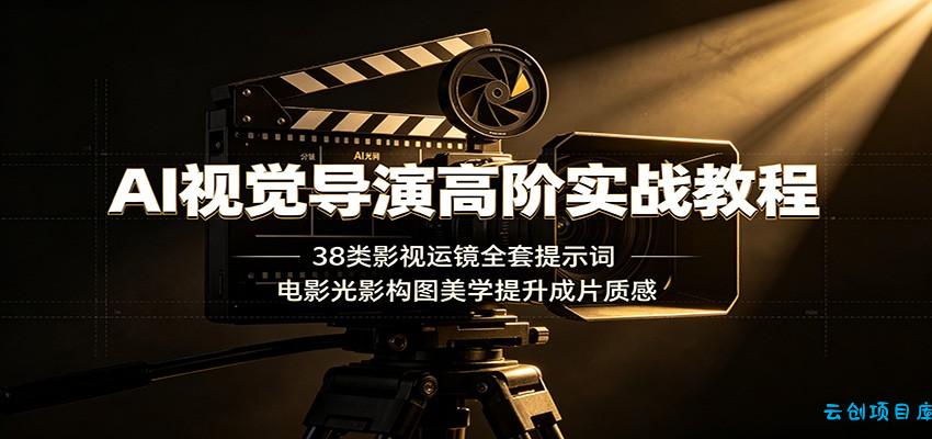 AI视觉导演高阶实战教程：38类影视运镜全套提示词，电影光影构图美学提升成片质感-云创项目库