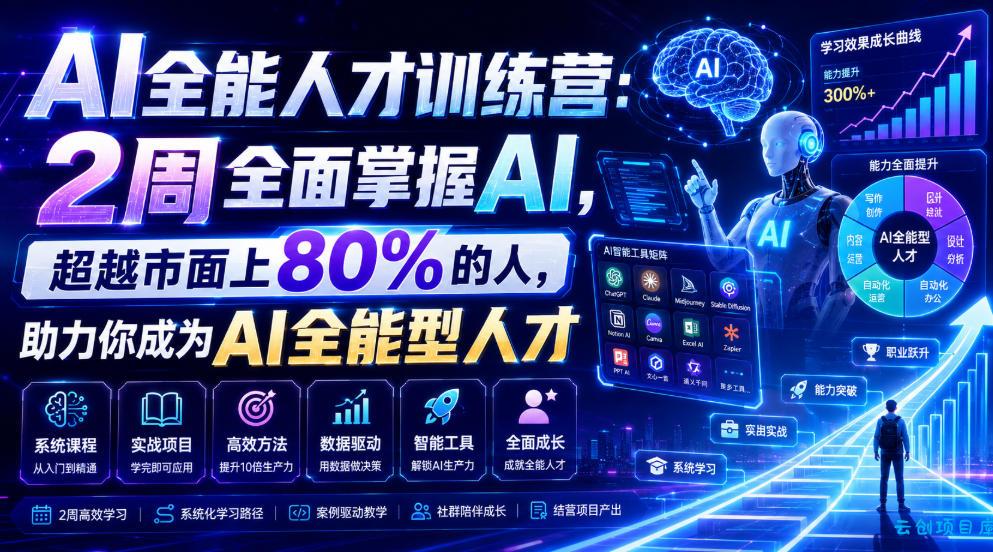 AI全能人才训练营:2周全面掌握AI,超越市面上80%的人,助力你成为AI全能型人才