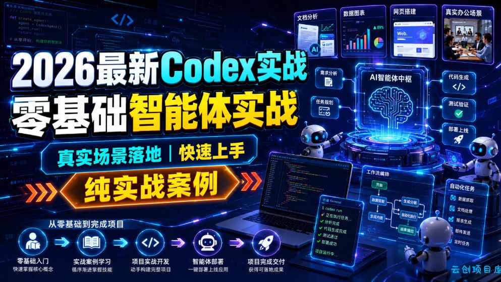 2026最新Codex实战零基础智能体实战，真实场景落地，快速上手，纯实战案例-云创项目库