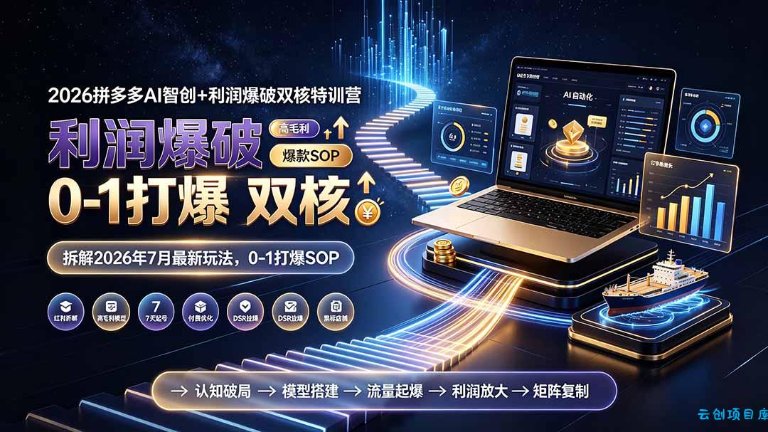 2026拼多多AI智创+利润爆破双核特训营-拆解2026年7月最新玩法，0-1打爆SOP-云创项目库
