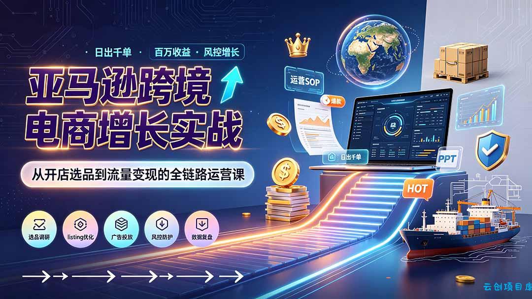 亚马逊0-1孵化特训营8期：从注册风控到稳定日出千单实战，规避审核封店风险，标准化执行流程落地-云创项目库