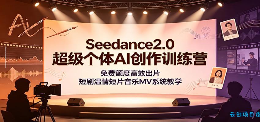 Seedance2.0超级个体AI创作训练营：免费额度高效出片，短剧温情短片音乐MV系统教学-云创项目库