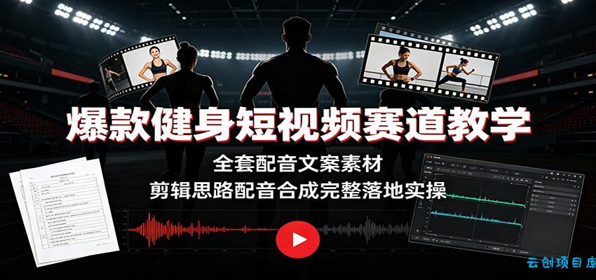 爆款健身短视频赛道教学:全套配音文案素材,剪辑思路配音合成完整落地实操-云创项目库