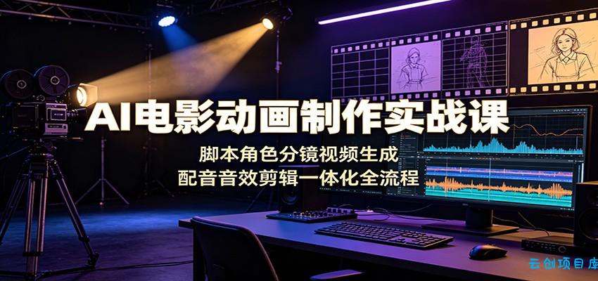 AI电影动画制作实战课：脚本角色分镜视频生成，配音音效剪辑一体化全流程-云创项目库
