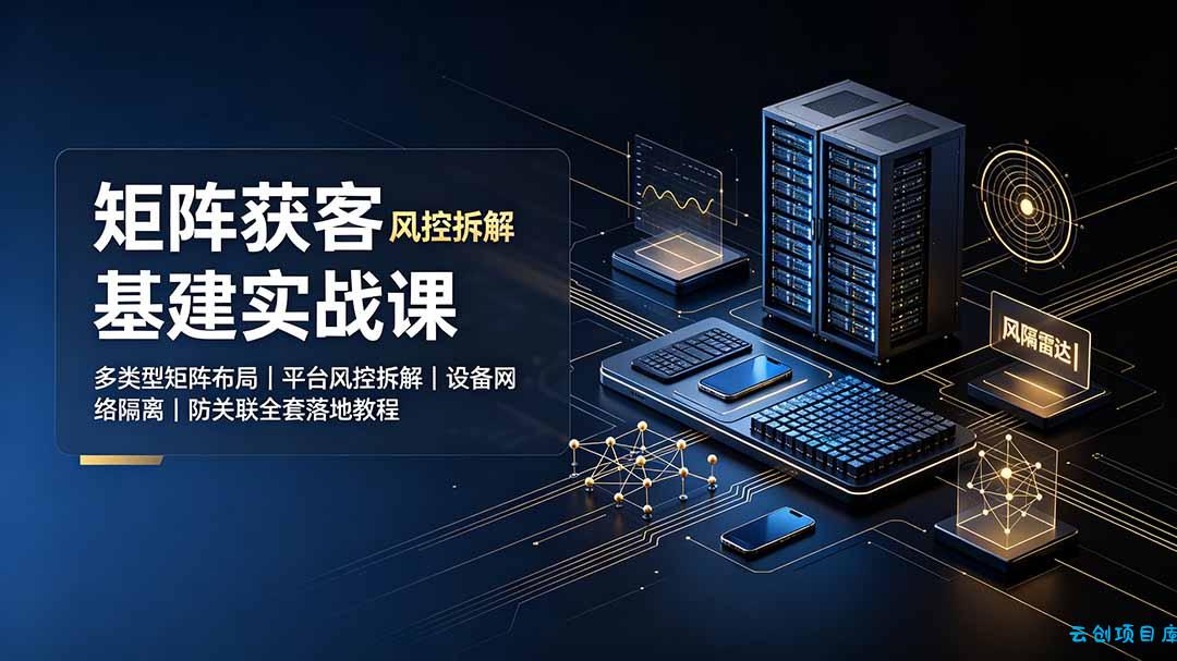 矩阵获客基建实战课：多类型矩阵布局｜平台风控拆解｜设备网络隔离｜防关联全套落地教程-云创项目库