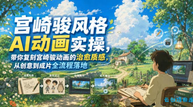 宫崎骏风格AI动画实操,带你复刻宫崎骏动画的治愈质感,从创意到成片全流程落地