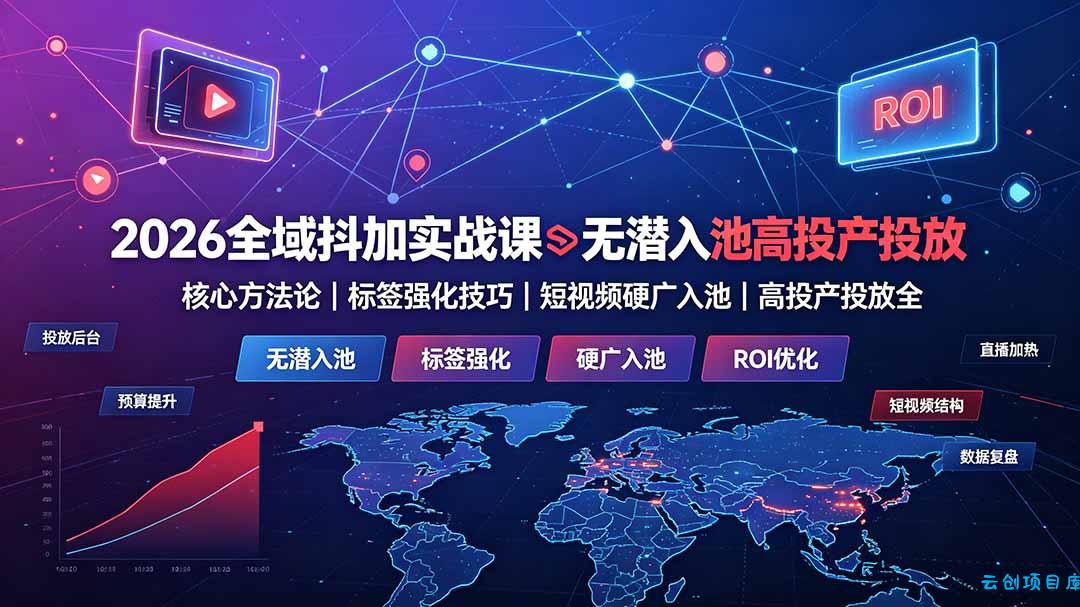 2026全域抖加实战课:无潜入池核心方法论|标签强化技巧|短视频硬广入池|高投产投放全教程-云创项目库