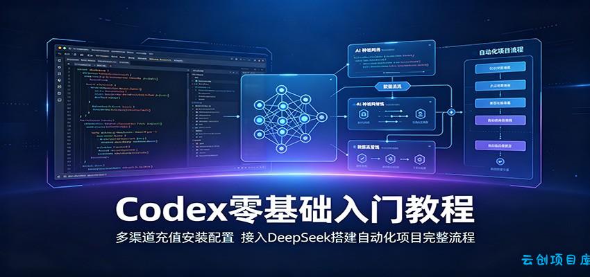 Codex零基础入门教程：多渠道充值安装配置，接入DeepSeek搭建自动化项目完整流程-云创项目库