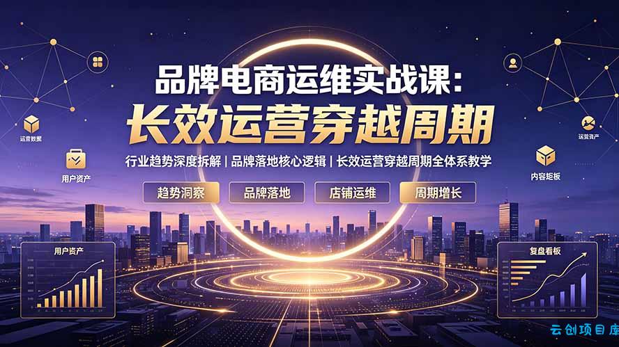 品牌电商运维实战课：行业趋势深度拆解｜品牌落地核心逻辑｜长效运营穿越周期全体系教学-云创项目库