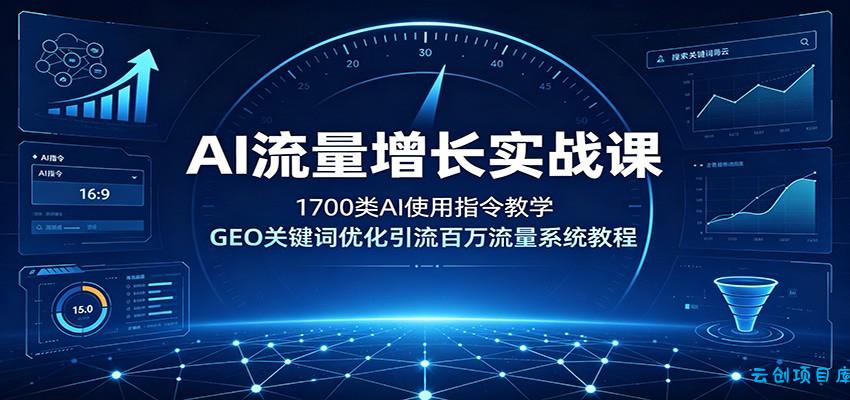 AI流量增长实战课：1700类AI使用指令教学，GEO关键词优化引流百万流量系统教程-云创项目库