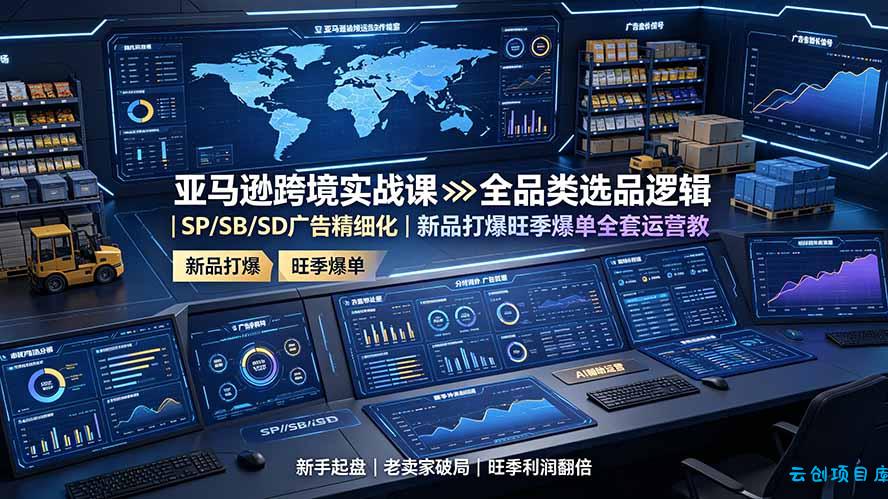 亚马逊跨境实战课：全品类选品逻辑｜SP/SB/SD广告精细化｜新品打爆旺季爆单全套运营教程-云创项目库
