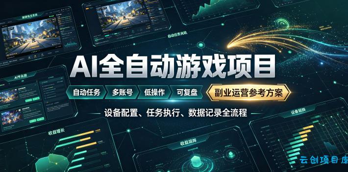 AI全自动游戏躺賺副业：日入几百，稳定运行三年的项目！【揭秘】-云创项目库