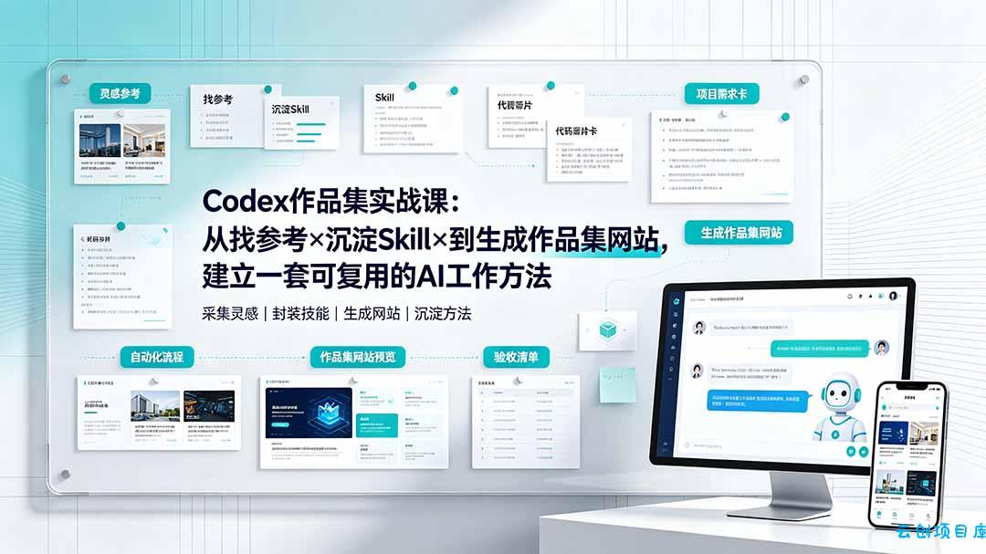 Codex作品集实战课：从找参考×沉淀Skill×到生成作品集网站，建立一套可复用的AI工作方法-云创项目库