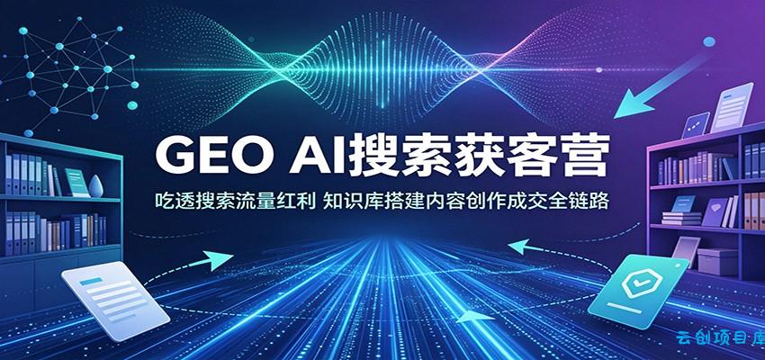 GEO AI搜索获客营：吃透搜索流量红利，知识库搭建内容创作成交全链路-云创项目库