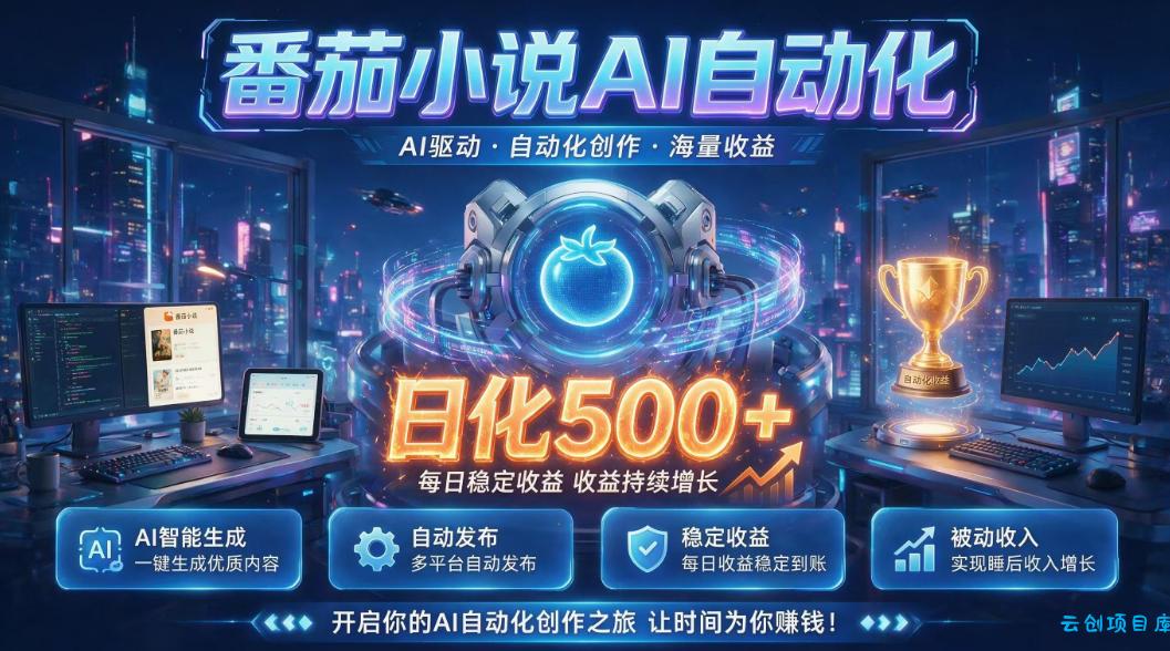 小白可做番茄AI，居家轻创业，每日稳赚500➕，普通人低门槛轻松线上增收【揭秘】-云创项目库