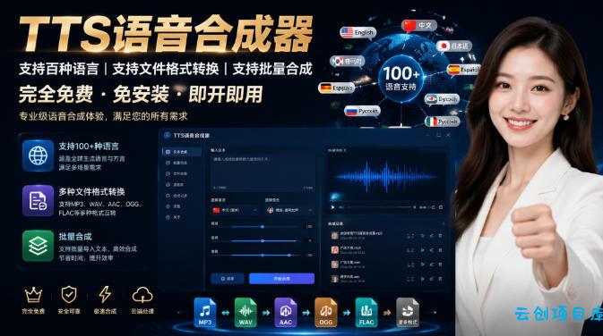 最新TTS配音，支持批量，支持文件格式转换，功能超多-云创项目库