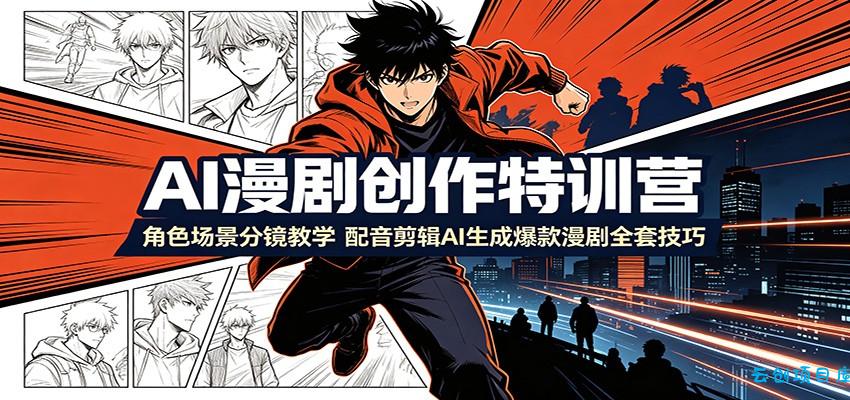 AI漫剧创作特训营：角色场景分镜教学，配音剪辑AI生成爆款漫剧全套技巧-云创项目库