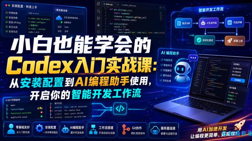 小白也能学会的Codex入门实战课：从安装配置到AI编程助手使用，开启你的智能开发工作流-云创项目库