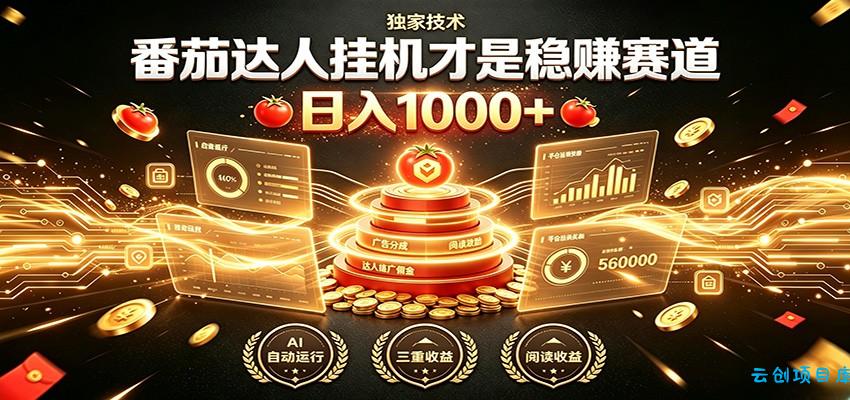 别再瞎找副业！番茄达人挂机才是稳赚赛道 日入1000+-云创项目库