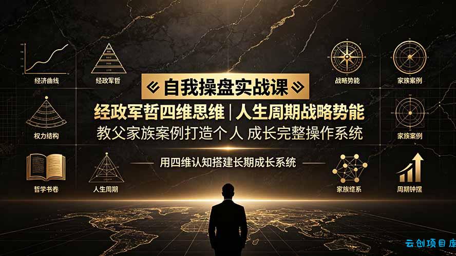 自我操盘实战课：经政军哲四维思维｜人生周期战略势能｜教父家族案例打造个人成长完整操作系统-云创项目库