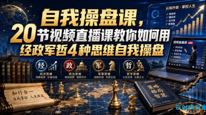 自我操盘课，20节视频直播课教你如何用经政军哲4种思维自我操盘-云创项目库