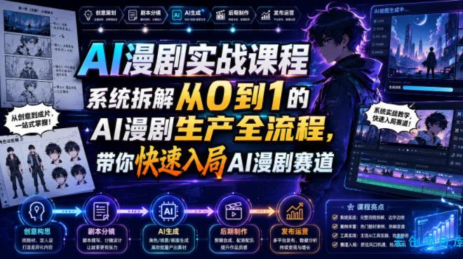 AI漫剧实战课程，系统拆解从0到1的AI漫剧生产全流程，带你快速入局AI漫剧赛道-云创项目库