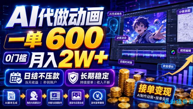 AI代做动画，一单600，0门槛月入2W+，日结不压款，长期稳定【揭秘】-云创项目库