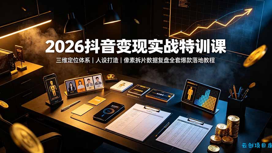 2026抖音变现实战特训课：三维定位体系｜人设打造｜像素拆片数据复盘全套爆款落地教程-云创项目库