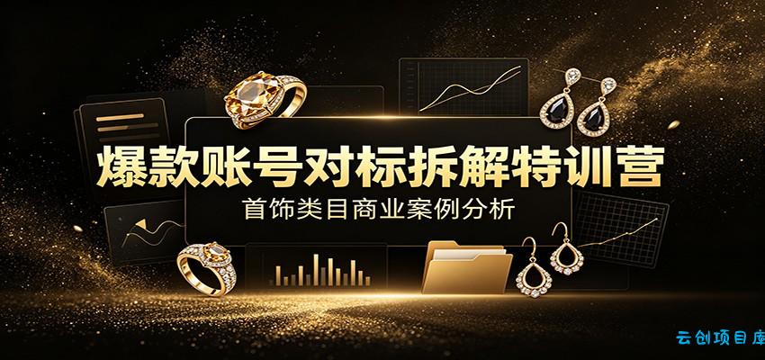 爆款账号对标拆解特训营：首饰类目商业案例分析，配套完整资料内容-云创项目库