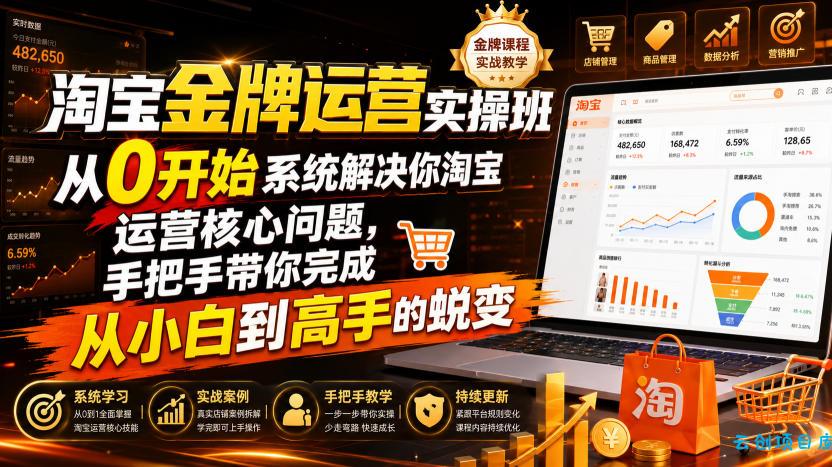 淘宝金牌运营实操班,从0开始系统解决你淘宝运营核心问题,手把手带你完成从小白到高手的蜕变(2026年7月)