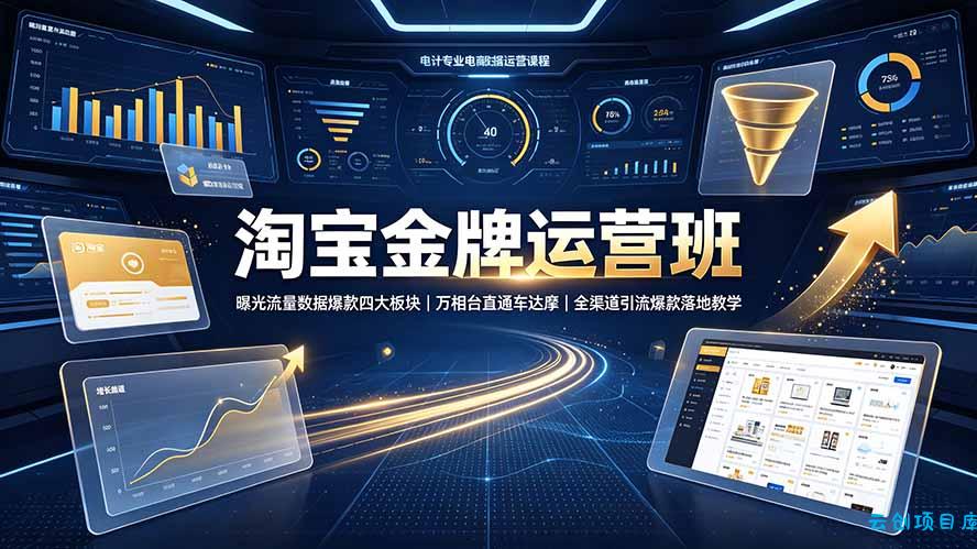 淘宝金牌运营班-7月：曝光流量数据爆款四大板块｜万相台直通车达摩｜全渠道引流爆款落地教学-云创项目库