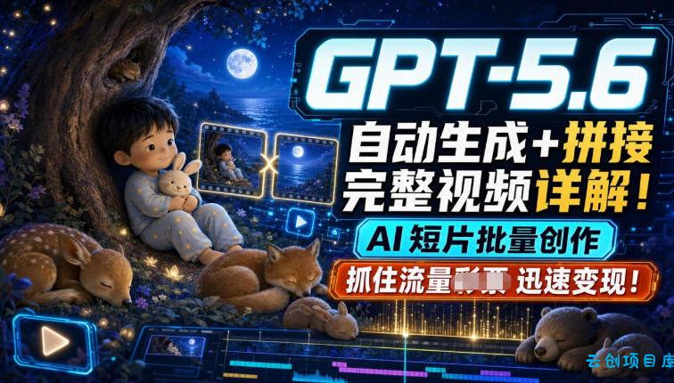 GPT-5.6自动生成+拼接完整视频详解,AI短片批量创作,抓住流量迅速变现!
