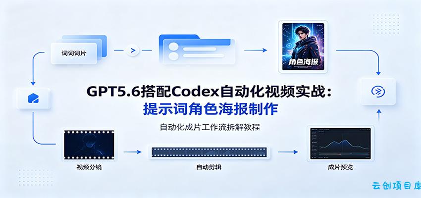 GPT5.6搭配Codex自动化视频实战：提示词角色海报制作，自动化成片工作流拆解教程-云创项目库