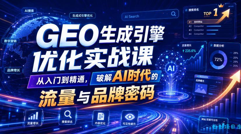 GEO生成引擎优化实战课，从入门到精通，破解AI时代的流量与品牌密码-云创项目库