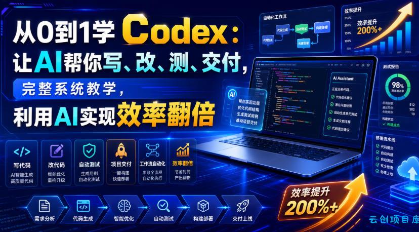 从0到1学Codex:让AI帮你写、改、测、交付,完整系统教学,利用AI实现效率翻倍