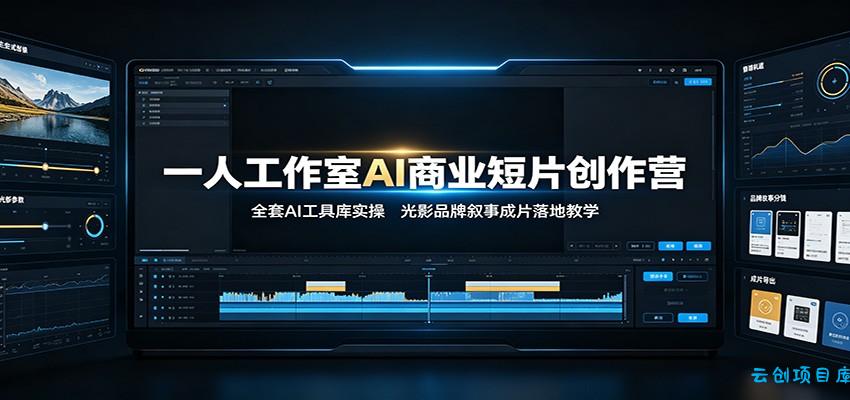 一人工作室AI商业短片创作营：全套AI工具库实操，光影品牌叙事成片落地教学-云创项目库