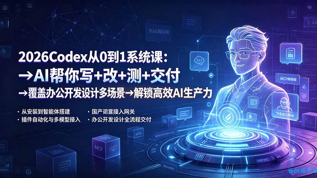 2026Codex从0到1系统课：→AI帮你写+改+测+交付→覆盖办公开发设计多场景→解锁高效AI生产力-云创项目库