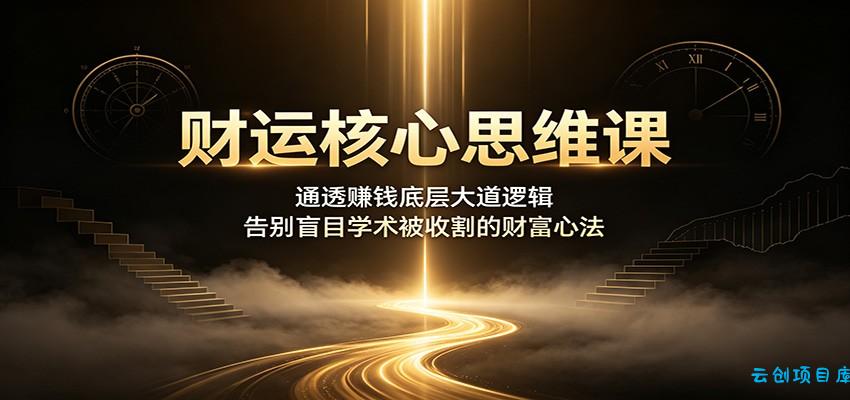 财运核心思维课：通透赚钱底层大道逻辑，告别盲目学术被收割的财富心法-云创项目库