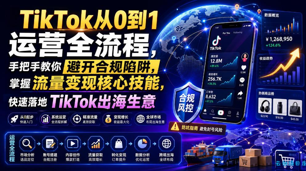 TikTok从0到1运营全流程，手把手教你避开合规陷阱，掌握流量变现核心技能，快速落地TikTok出海生意(更新7月)-云创项目库