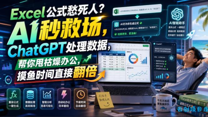 Excel公式愁死人？AI秒救场，ChatGPT处理数据，帮你甩枯燥办公，摸鱼时间直接翻倍【原创双语字幕】-云创项目库