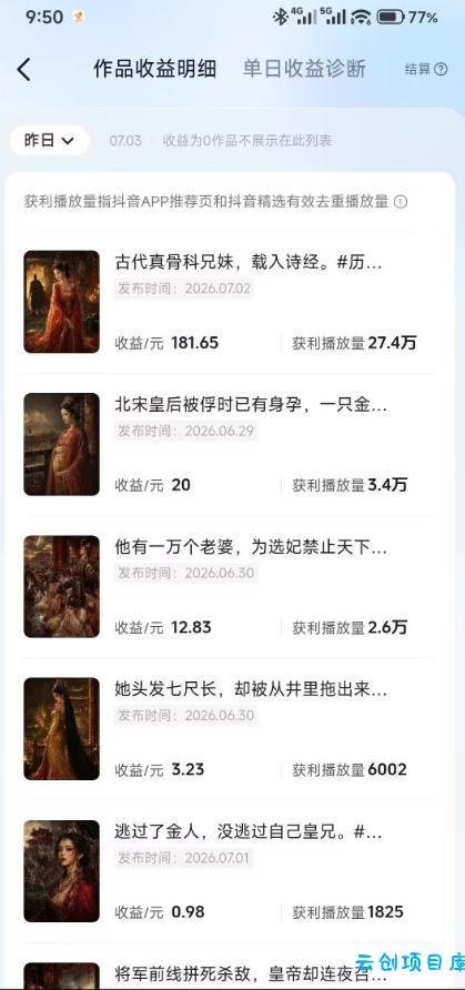 抖音某大佬的AI历史漫画图文赛道，半个小时更一条，邪修过伙伴计划，日入300+