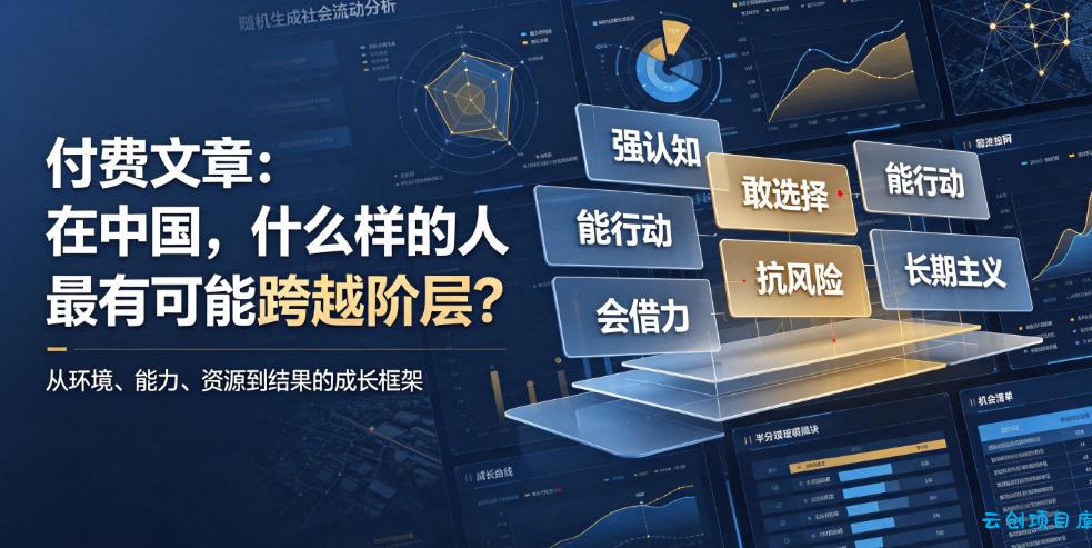 付费文章：在中国，什么样的人最有可能跨越阶层？-云创项目库