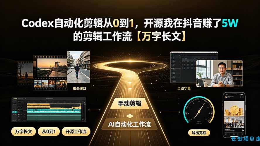 Codex自动化剪辑从0到1，开源我在抖音赚了5W 的剪辑工作流【万字长文】-云创项目库